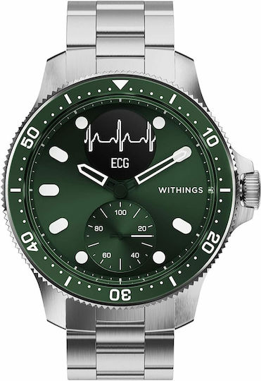 Withings Scanwatch Horizon Stainless Steel 43mm Waterproof with Heart Rate Monitor (Green)