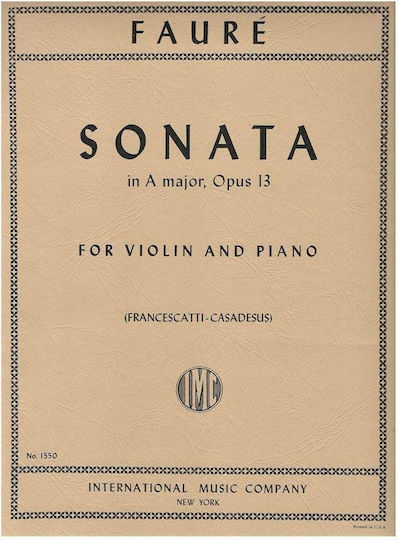 International Music Company Faure - Sonata In A Major, Op.13 Παρτιτούρα για Πιάνο