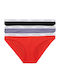 Calvin Klein Carousel Βαμβακερά Γυναικεία Slip 3Pack Red/Ciel/Black