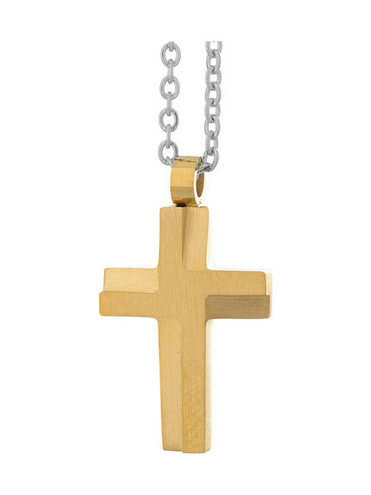 Visetti Men's Cross from Gold Plated Steel with...