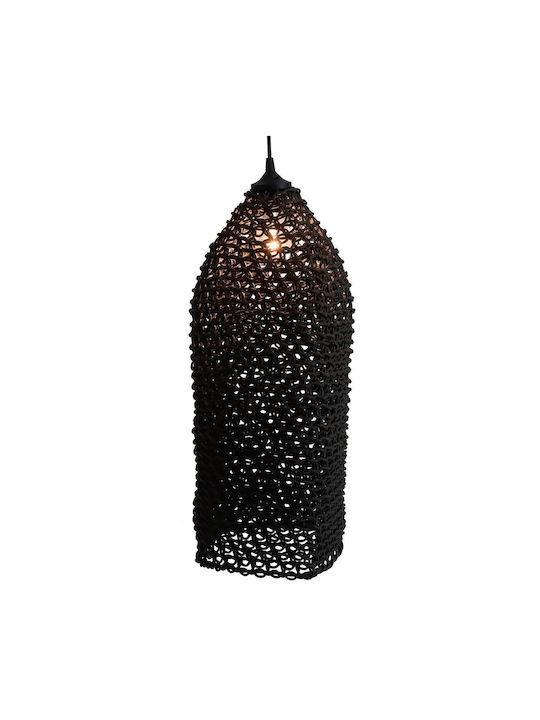 Zaros Hängelampe Schwarz Raster mit Fassung E27 20x20x50cm.
