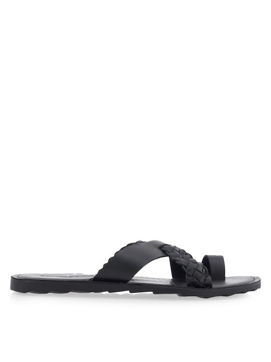 Renato Garini Leder Herrensandalen in Schwarz Farbe