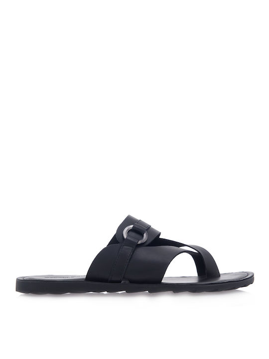 Renato Garini Leder Herrensandalen in Schwarz Farbe