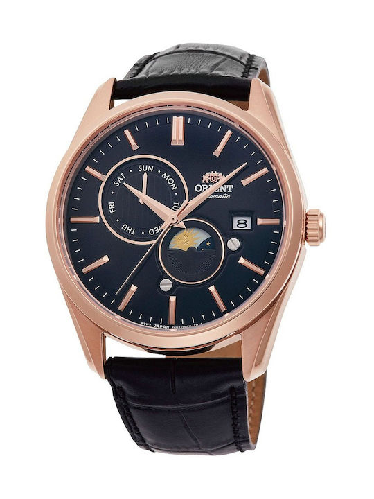 Orient Moon Phase Watch Automatic with Black Leather Strap