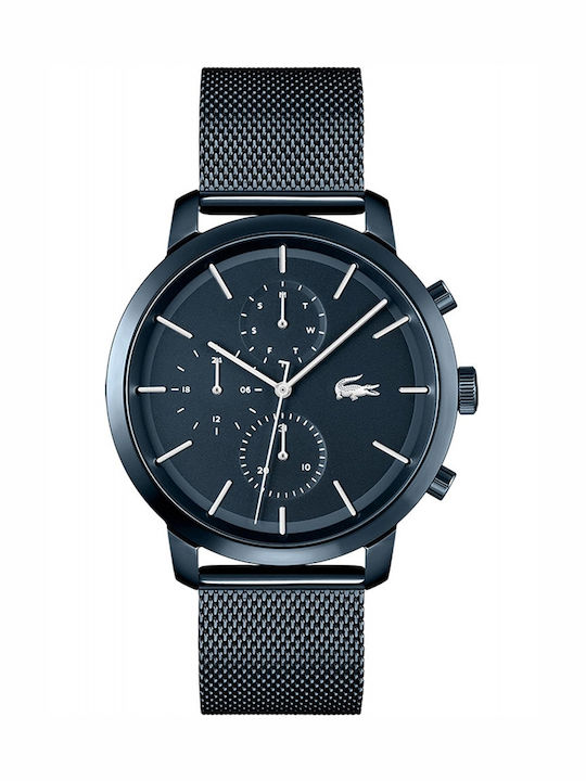 Lacoste Replay Herrenuhr 44mm Chronograph Batterie mit Blau Metallarmband