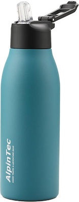 AlpinTec Fellow Flasche Thermosflasche Rostfreier Stahl BPA-frei Türkis 600ml mit Stroh