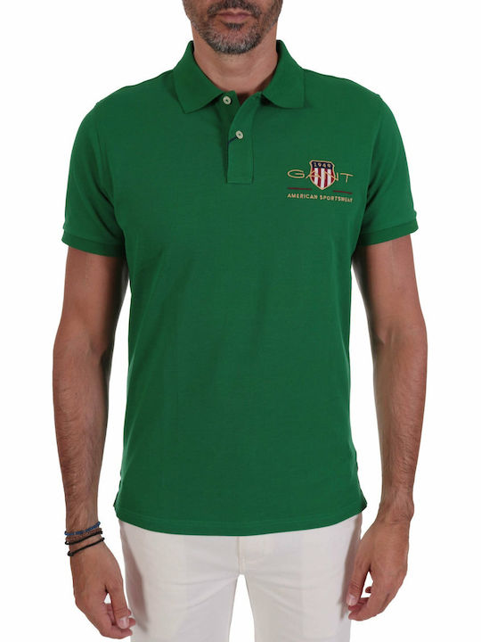 Gant Ανδρικό T-shirt Κοντομάνικο Polo Πράσινο