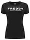 Freddy Women's Athletic Blouse Short Sleeve with V Neckline Black