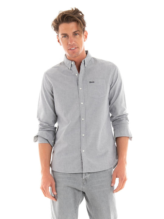 Superdry Men's Shirt Long Sleeve Cotton Gray