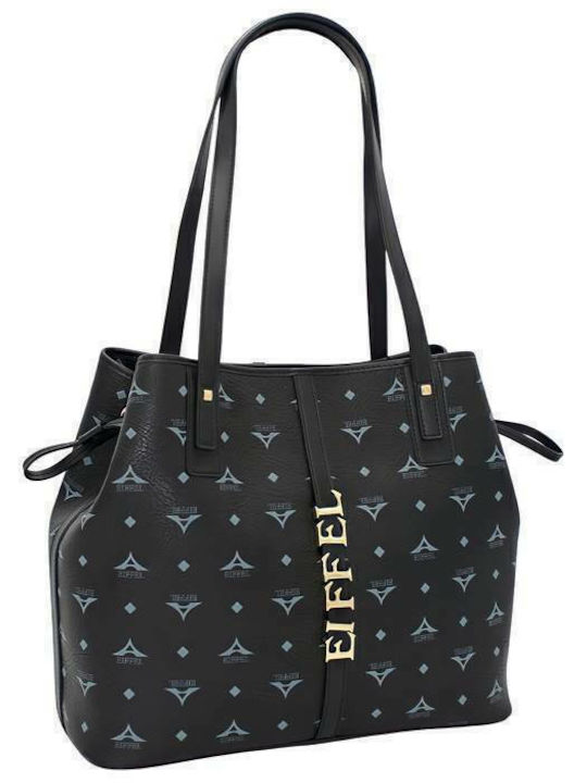 La tour Eiffel Γυναικεία Τσάντα Shopper Ώμου Μαύρη