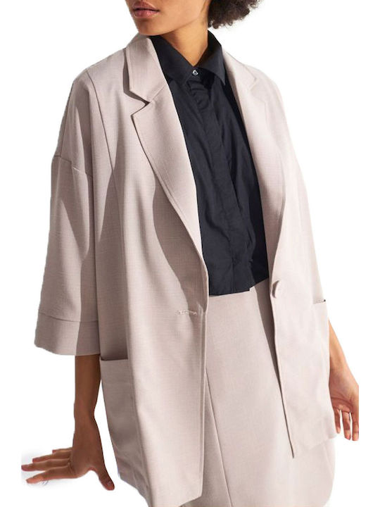 Jachetă Ale Oversized cu buzunare 8913881-SAND pentru femei