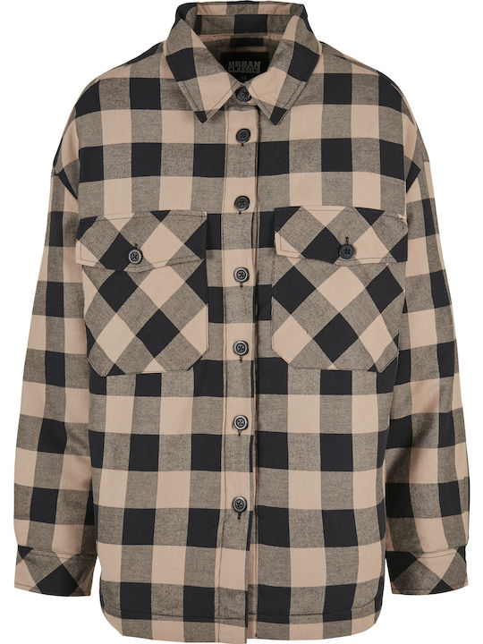 Urban Classics Femeie Carou Bej Overshirt Overs...
