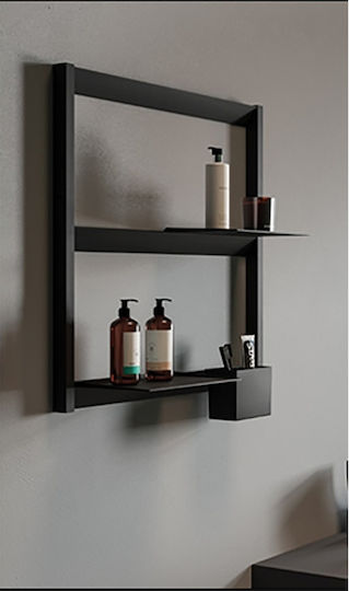 Rak Ceramics Joy Uno Wall Mounted Bathroom Shelf Metallic with 2 Shelves 60x18.4x60cm Black