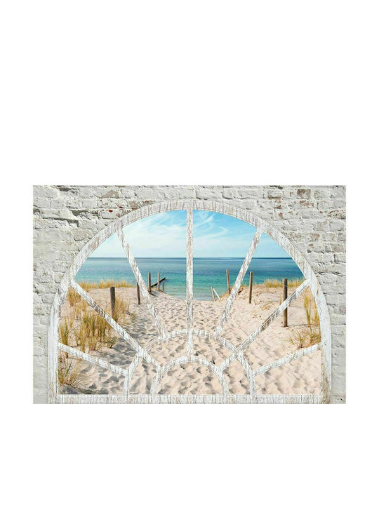 Autocolantă Fototapet de Perete 98x70cm Window View - Beach Bej