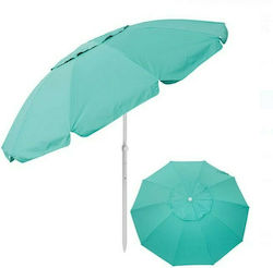 Formă în U Umbrelă de Plajă Τιρκουάζ cu Diametru de 2.25m cu Protecție UV și Ventilație Verde