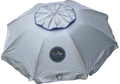 Campo Σπαστή Ομπρέλα Θαλάσσης Silver/Sky Διαμέτρου 1.9m με UV Προστασία και Αεραγωγό Blue Kerry 200