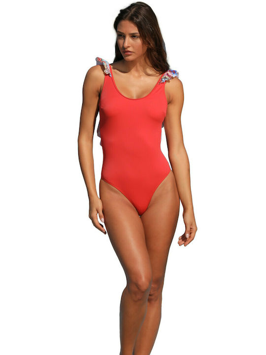 Women's one-piece swimsuit with ruffles 290-V EKAI