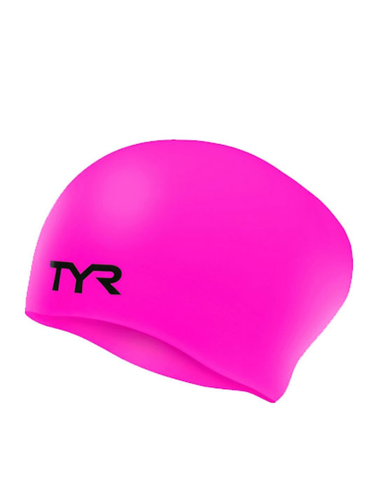 Tyr Long Hair Silicone Adults Swimming Cap Pink