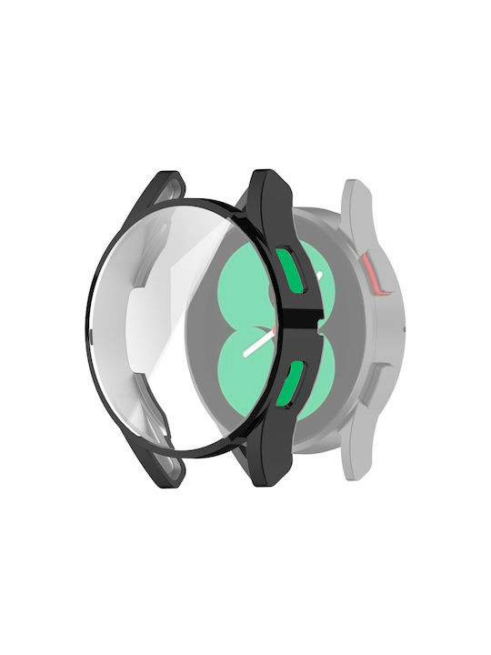 Carcasă de Silicon cu Sticlă în culoarea Negru pentru Galaxy Watch 4 44mm