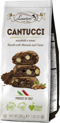 Cantucci Mandorle/Cacao 200g,Almond cookie with Cocoa and whole almond,(100% Vegan, Colourings - Preservatives Free, Eggs- Milk free, Trans fat free)