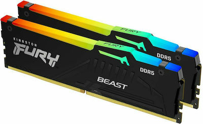 Kingston Fury Beast RGB 32GB DDR5 RAM cu 2 module (2x16GB) și Viteză 5200 pentru Desktop