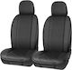 Auto Gs Car Seat Cushion Set 2pcs Leatherette Elegance Black with Gray Stitch