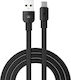 Powertech Armor Braided USB 2.0 Cable USB-C male - USB-A male Μαύρο 1m (PTR-0101)