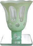 Tabletop Oil Lamp Glass Green Open 8.5x8.5x10εκ.