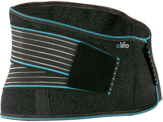 E-Life Bracing Elastische Rückenstütze Zur Schmerzlinderung mit Stützen in Schwarz Farbe E-WA025