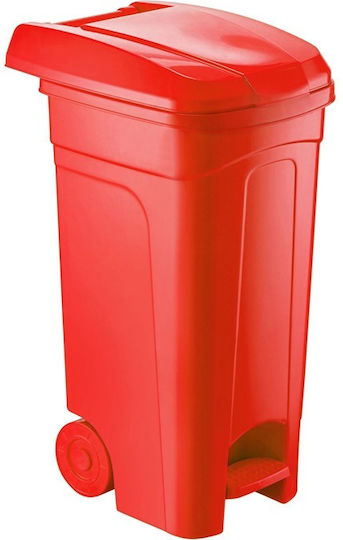 Viosarp Plastic Wheeled Waste Bin 80lt with Pedal Orange