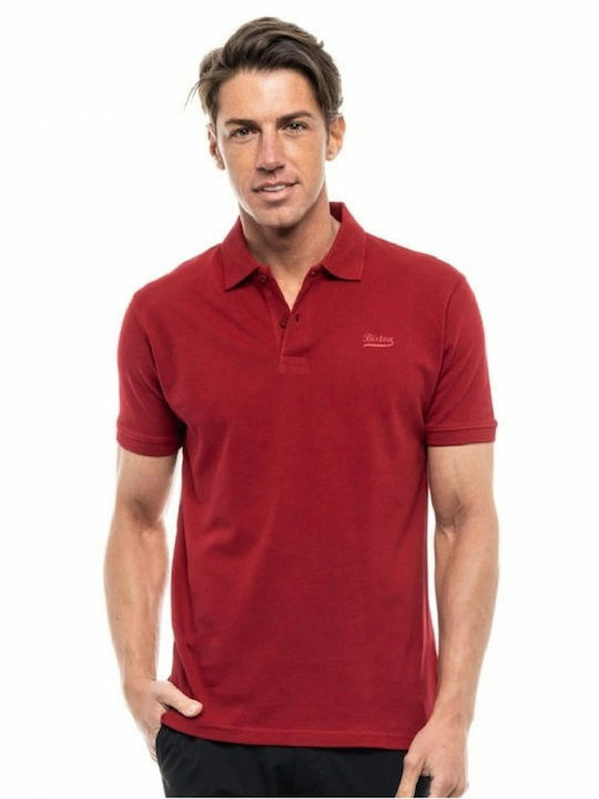 Biston Bluza Bărbătească cu Mânecă Scurtă Polo Burgundy