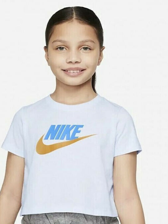 Nike Kinder-Crop-Top Kurzarm Hellblau Sportswear