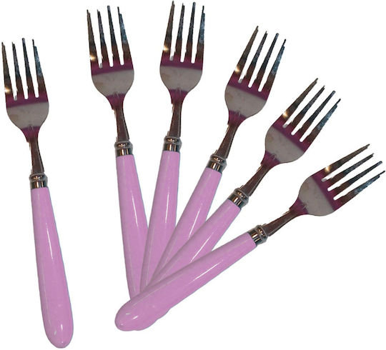 TnS Set de Furculițe Alimente Metalice Roz 17cm 6buc