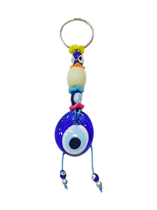 Handmade Keychain Metallic Eye Blue
