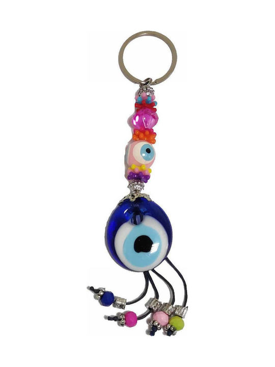 Kostibas Fashion Handmade Metallic Eye Keychain Blue