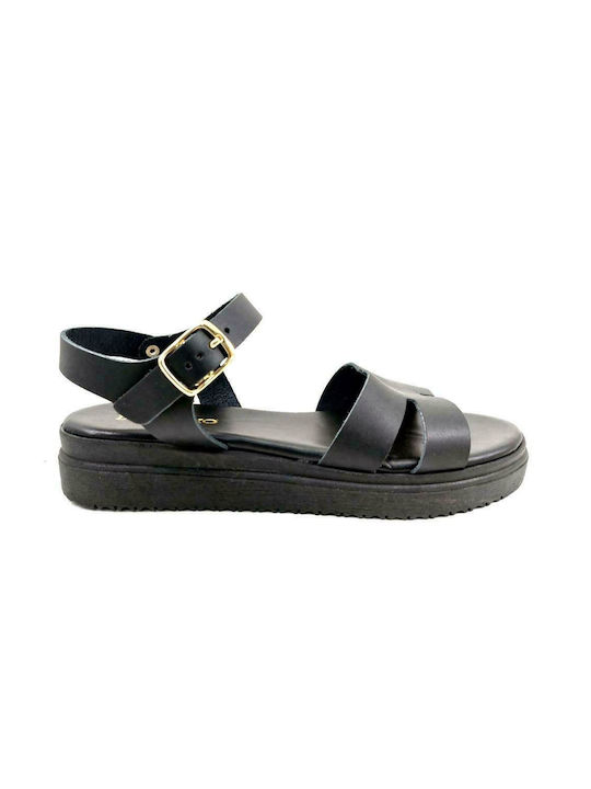 LEATHER SANDALS BLACK - Black