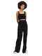 Tom Tailor Women's High-waisted Fabric Trousers in Loose Fit Black