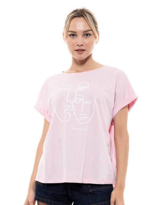 Splendid Γυναικείο T-shirt Ροζ με Στάμπα
