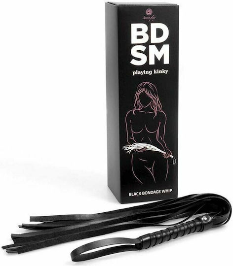 Secretplay BDSM Playing Kinky Whip Black Bondage Whip in Black Color