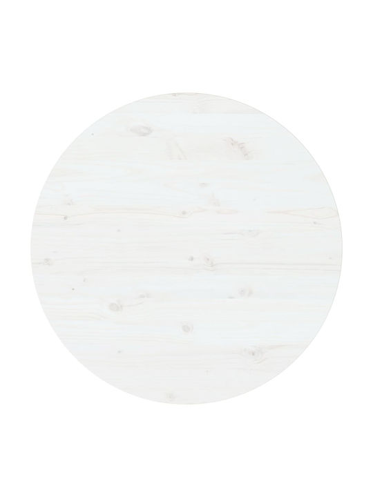 vidaXL Кръгла Повърхност на масата от Масивно Дърво White 90x90x2.5см 813657 1бр