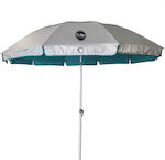 Campo Cuba 220 Beach Umbrella Aluminum Diameter 2.2m with UV Protection and Air Vent Silver/Blue