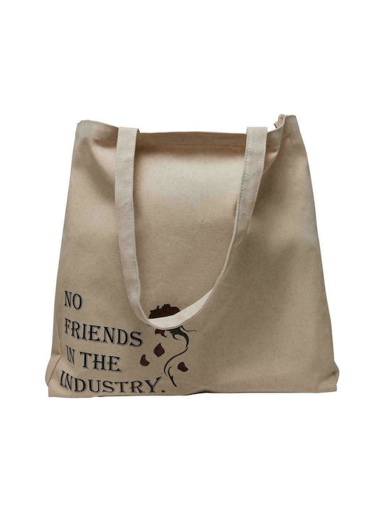 No Friends Βαμβακερή Τσάντα για Ψώνια σε Μπεζ χρώμα