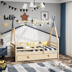 Παιδικό Κρεβάτι Τύπου Montessori Μονό για Στρώμα 80x160cm Μπεζ Galaxy