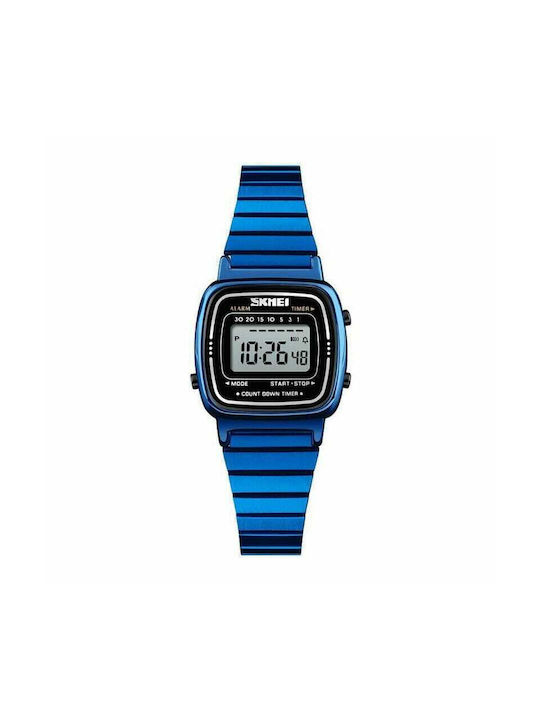 Skmei Digital Watch Chronograph with Blue Metal Bracelet