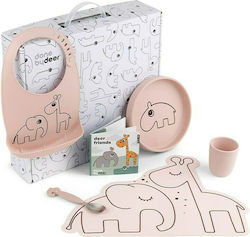 Done by Deer Feeding Set made of Silicone with Non-Slip Base Pink 5pcs