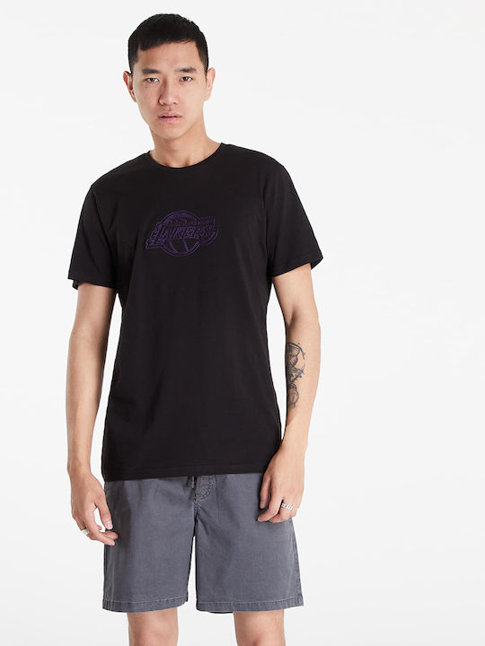 New Era LA Lakers NBA Chain Stitch Bărbați T-shirt Sportiv cu Mânecă Scurtă Negru