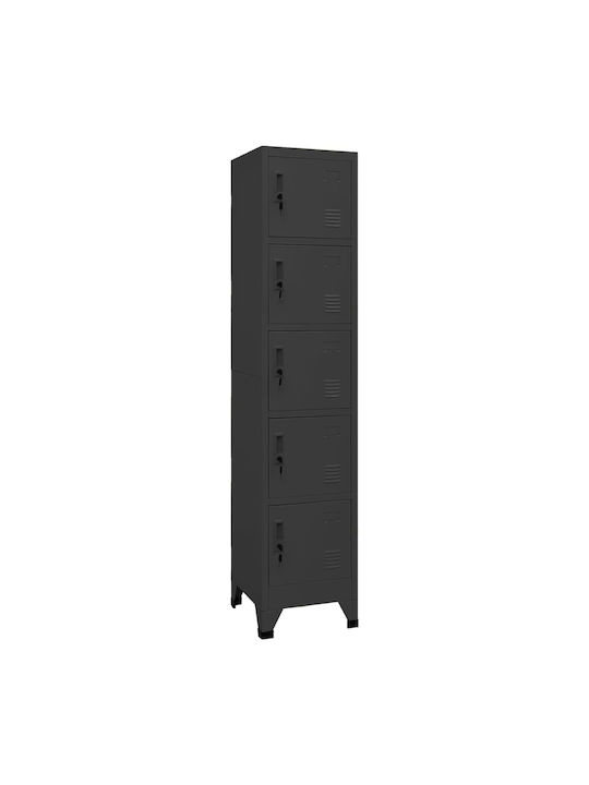 Locker Metal with 5 Cabinets Charcoal 38x40x180cm