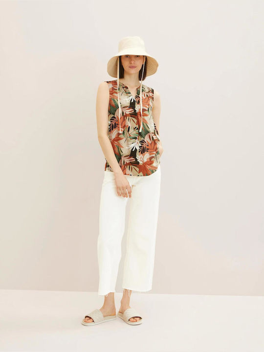 Tom Tailor Women's Summer Blouse Sleeveless Floral Brown