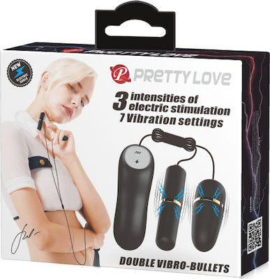 Pretty Love Double Vibro-Bullets pentru Electro-stimulare în Culoarea Negru BI-014878