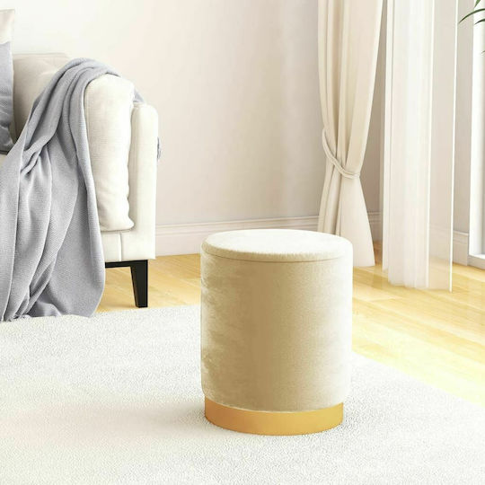 Stool For Living Room With Storage Space Upholstered with Velvet Verikoki 31x31x37cm